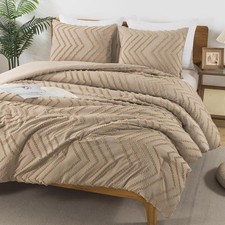 Taupe Comforter Set King Size, Boho Soft Warm Tufted Bedding