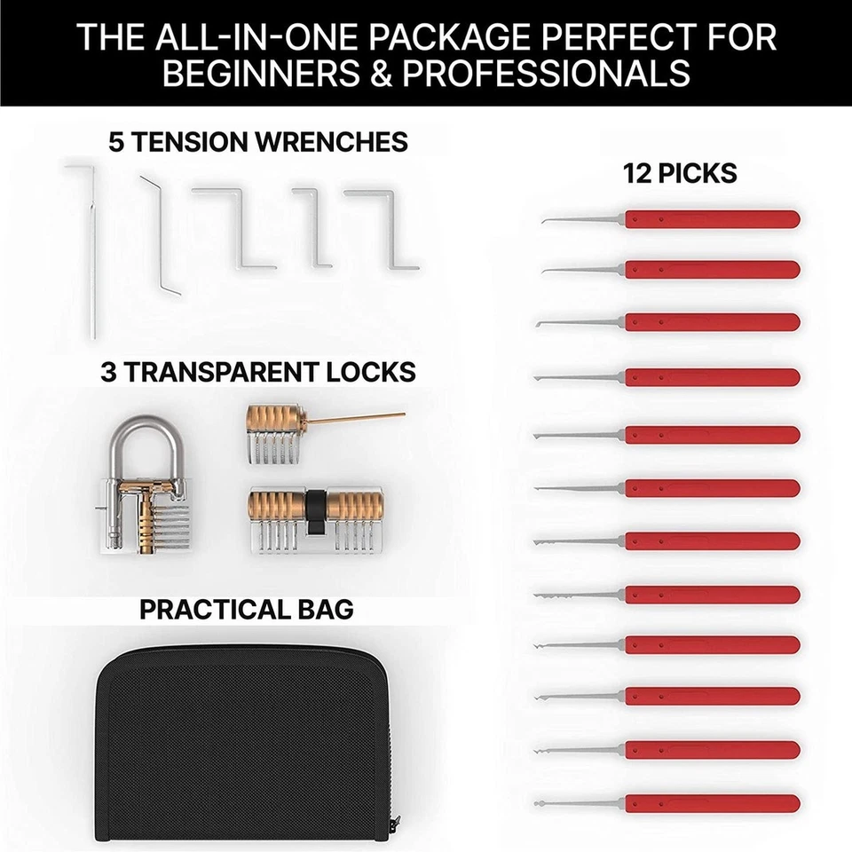 Dietrich Set mit 3 transparenten Schlössern Profi Lockpicking Set - Lichtenwerk - Bild 3 von 4