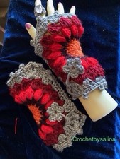 Fingerless Gloves Multi Color Bold Boho Chic Hippie 1 Crochetbysalina