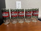 Set Of 5 Vintage Enjoy Coca Cola Large Drinking Glass Tiffany Style Cup