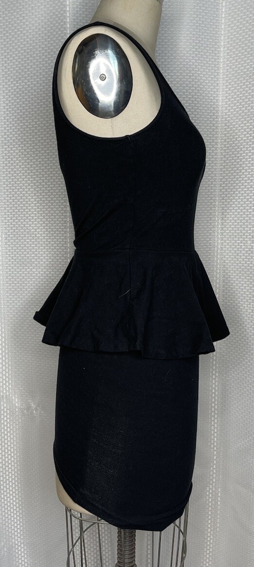 WOMEN'S PEPLUM MINI DRESS CREW NECK SLEEVELESS BLACK SIZE SMALL | eBay