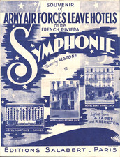 1945 WWII - ARMY AIR FORCES LEAVE HOTELS vintage Jazz sheet music PARIS, FRANCE