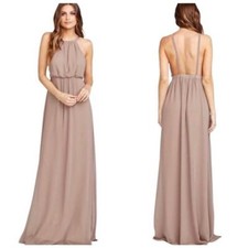 SHOW ME YOUR MUMU womens dress Amanda Sz XS halter taupe maxi fairy dainty
