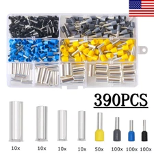 390pcs AWG (2 4 6 8 10 12 14 16) Wire Ferrules Kits Crimp Terminal Connector Kit