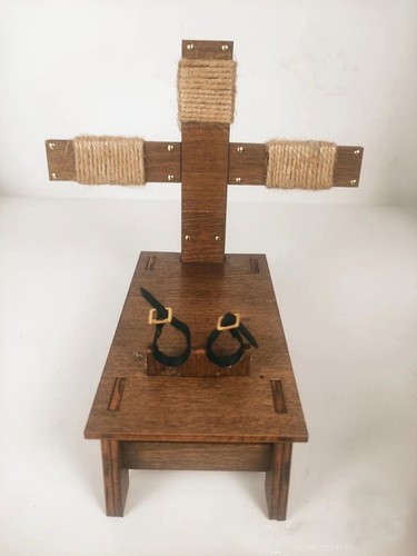 1/12 Wooden Torture Device Tiger Stool Model Soldier Accessories Scenery Prop - Picture 5 of 8