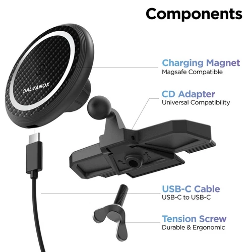 CD Phone Holder for Car Magnetic MagSafe Charger iPhone Mount w/ CD Player Slot - Picture 7 of 8