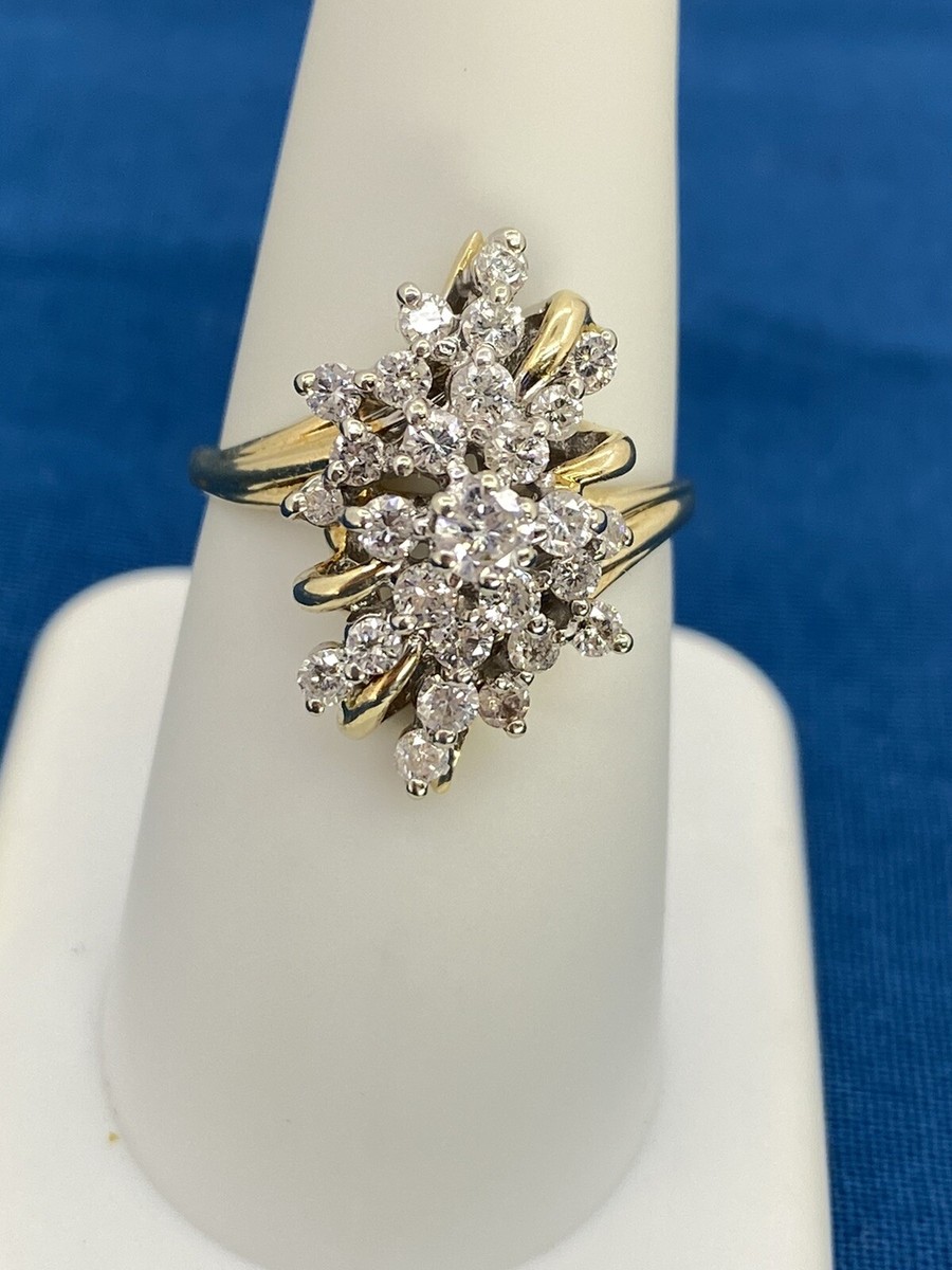 14kt Yellow Gold 0.65ctw Diamond Spray Waterfall Ring I-91278 | eBay
