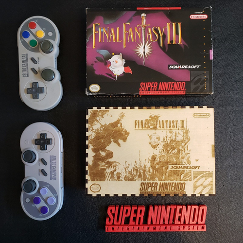 Final Fantasy 3 FF3 FF6 Video Game Box SNES Japan Art Handmade Wood - Picture 9 of 23