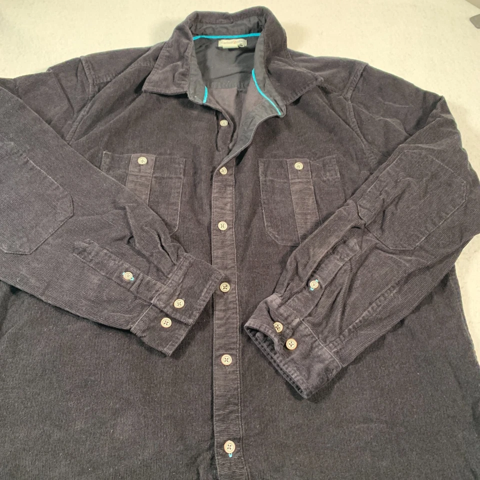 Карбоновая 2 кобальтовая вельветовая рубашка мужская большая черная на пуговицах повседневная - Изображение 2 из 4