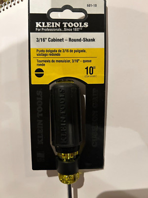 Klein Tools 601-10 3/16-Inch Cabinet 10-Inch Round Shank Tip Screwdriver