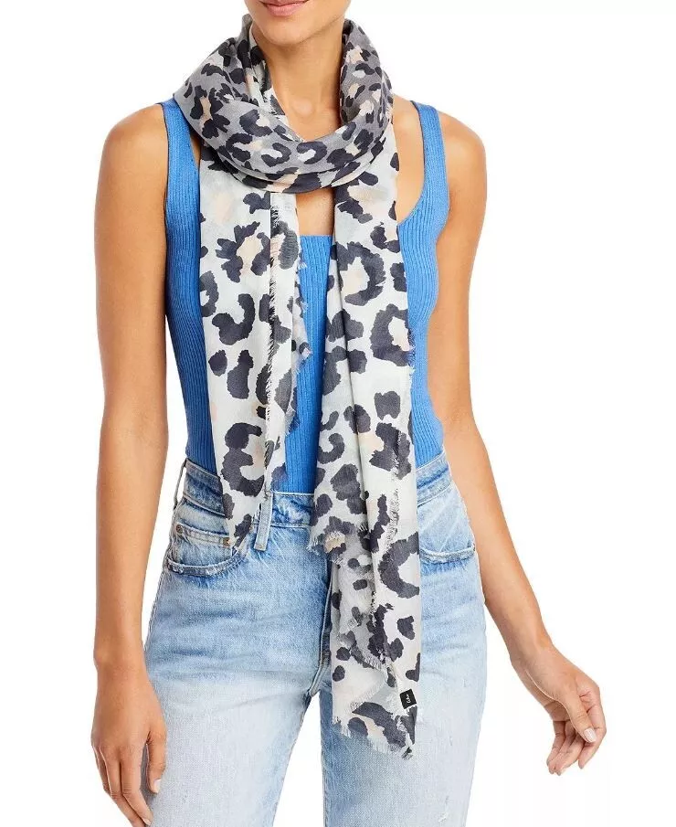ECHO NEW YORK leopard animal print modal cotton women's scarf wrap- GRAY