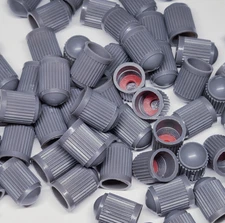Gray Tire Valve Caps (Style 2) - Plastic - Sets of 10, 25, 50 or 100 - Universal