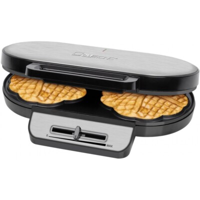 Clatronic WA 3745 Waffeleisen edelstahl/schwarz Antihaftbeschichtung Herzform
