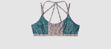 93 O'Neill Girls Green Swimwear Fleetwood Reversible Bikini Swim Top Size 8