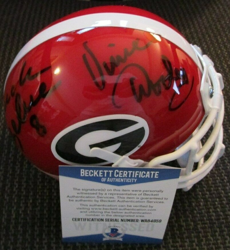 Vince Dooley Autographed Signed Georgia Bulldogs + BUCK BELUE MINI HELMET BECKETT COA T23103 