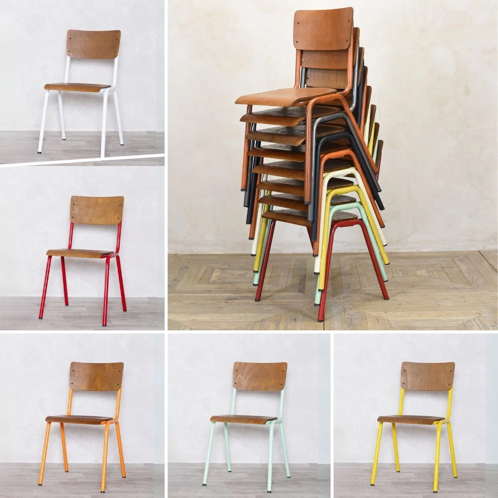 INDUSTRIAL STACKING CHAIR METAL RESTAURANT CHAIR CAFE DINING ROOM