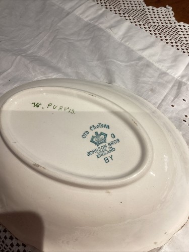 Ciotola ovale Johnson Bros Old Chelsea fiori di lilla dipinta a mano - Foto 5 di 5