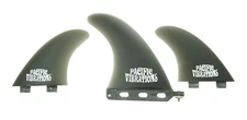 Pacific Vibrations 2+1 Longboard surfboard Fins 6” Center 4.6" Side FCS Smoke