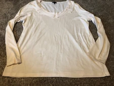 Woman’s Talbots plus size X white Pima cotton blend long sleeve top Wavy Neck