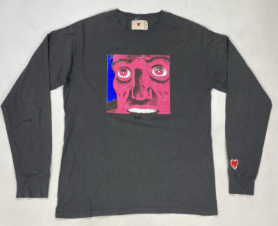 Emotionally Unavailable Oh Boy Graphic T-shirt Men Medium Gray Long Sleeve