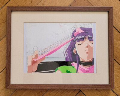 Original Animation Cell - La Blue Girl - Cell + Pencil Outline Sheet - Framed
