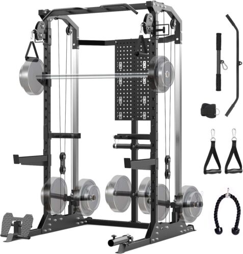 Power Cage Power Rack w/Cable Crossover & Pulley System Dip Bar Squat Rack Cage - Picture 6 of 13