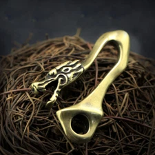 3Ps Vintage Dragon Head Solid Brass  Belt Clip Buckle Key Chain Ring Holder Hook