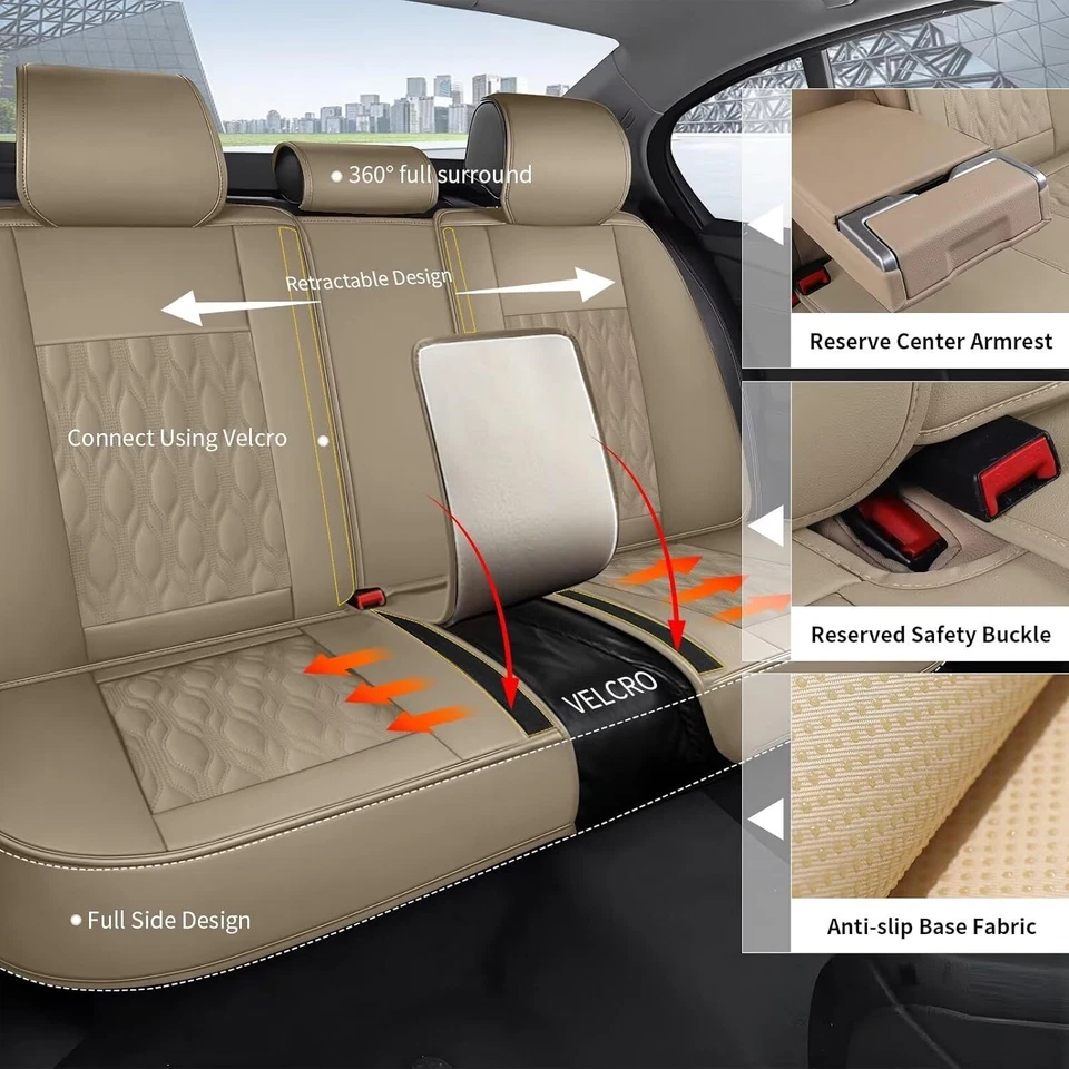Full Set For kia Cadenza 2014-2020 Car Front & Rear 5-Seat Covers Cushion Pad Foto 4 de 4