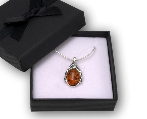 NATURAL BALTIC AMBER Jewellery Gemstone STERLING SILVER 925 PENDANT NECKLACE - Picture 8 of 9