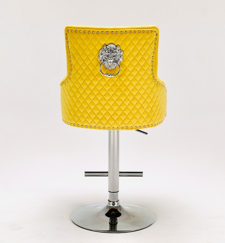 VICTORIA Lion Knocker Back, Luxury Plush Velvet Fabric Swivel Bar Stool - Picture 38 of 38