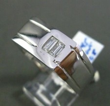 ESTATE LARGE .45CT DIAMOND BAGUETTE 14KT WHITE GOLD 3D RECTANGULAR MENS RING