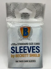 Beckett Shield Soft Card THICK Sleeves 1 Pack of 100 Sleeves for 130pt Cards