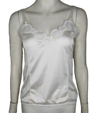 Camisole Nylon Vintage Mardor Lingerie White Lace Vtg Undergarment Top S