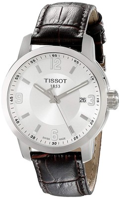 Tissot T0554101603700 PRC200 Date Silver Dial Date Men's Brown Leather  Watch | eBay