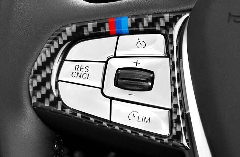 20182021 Real Carbon Fiber Steering Wheel Button Cover Trim For BMW X3
