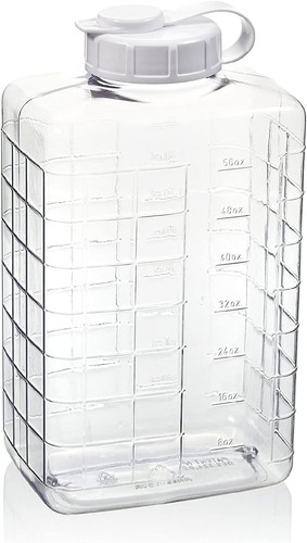 Clear Refrigerator Bottle 2 Quart Flip Spout Leak-Proof Cap - Made in the USA - Picture 3 of 8