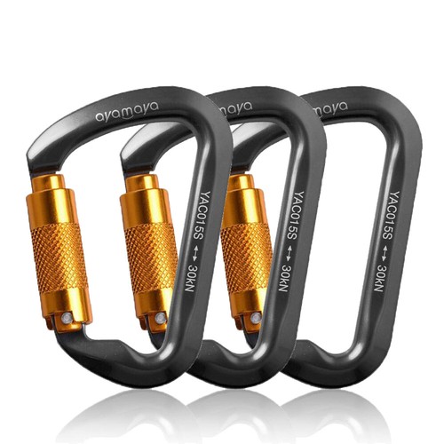 30KN Heavy Duty Auto Locking Climbing Carabiner Aluminum D Ring Clips Twist Lock - Picture 12 of 14