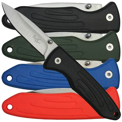 Fox Outdoor Klappmesser Zweihand TPR-Griff Daumenpin wählb schwarz oliv blau rot