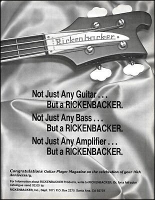Rickenbacker 1982 Bass Guitar ad 8 x 11 advertisement print