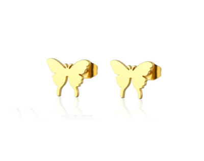 Punk Unisex Titanium Tiny Animal Butterfly Gold Stud Earring