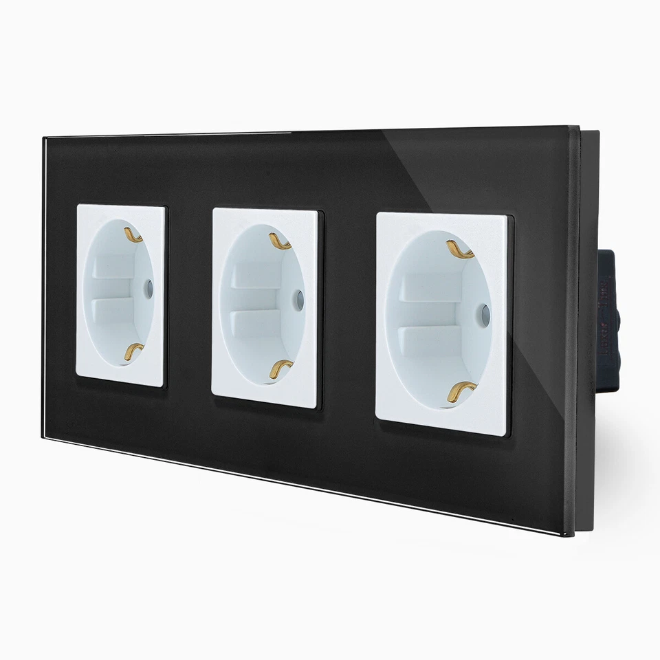 Touch Lichtschalter Steckdose Wechselschalter WiFi Glas Schwarz Weiß Luxus-Time - Bild 4 von 4