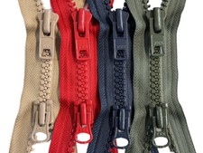 YKK 10 5" - 19" Two Way Molded Plastic Heavy Duty Jacket Zipper Separating
