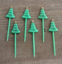 Christmas Tree Holiday Cupcake Food Pick 6 Picks Plastic
