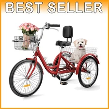 Red Cruiser Bike with Front & Rear Baskets