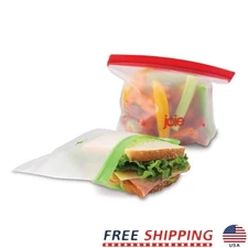 Reusable Snack Bags Assorted Pack of 6 Leak Proof BPA Free PEVA Food Storage New