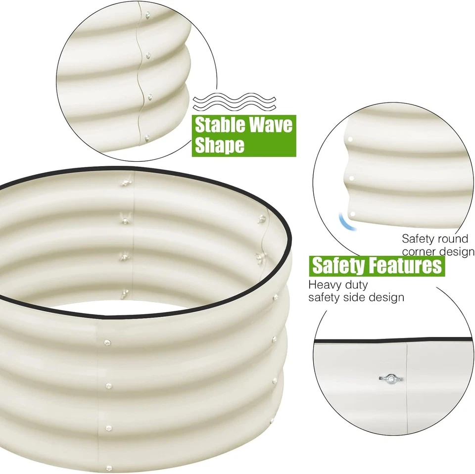 Прочные оцинкованные круглые приподнятые садовые кровати — 3 шт. для большого пространства для посадки - Изображение 4 из 4