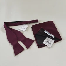 Birdy Grey Daniel Bow Tie & Didi Pocket Square Set in Cabernet Matte - NWT