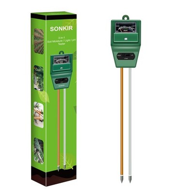 SONKIR Soil pH Meter, MS02 3-in-1 Moisture/Light/pH Tester 1 Pack, Green