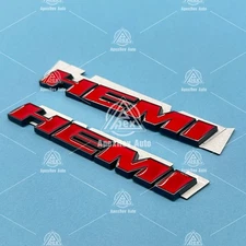 2x Hemi Emblems Badges Side oblique for RAM SRT Black Red Nameplate 22812360