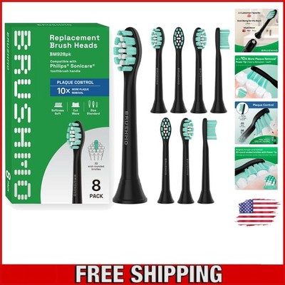 8-Pack Sonicare-Compatible Plaque Control Toothbrush Heads, Soft DuPont Bristles